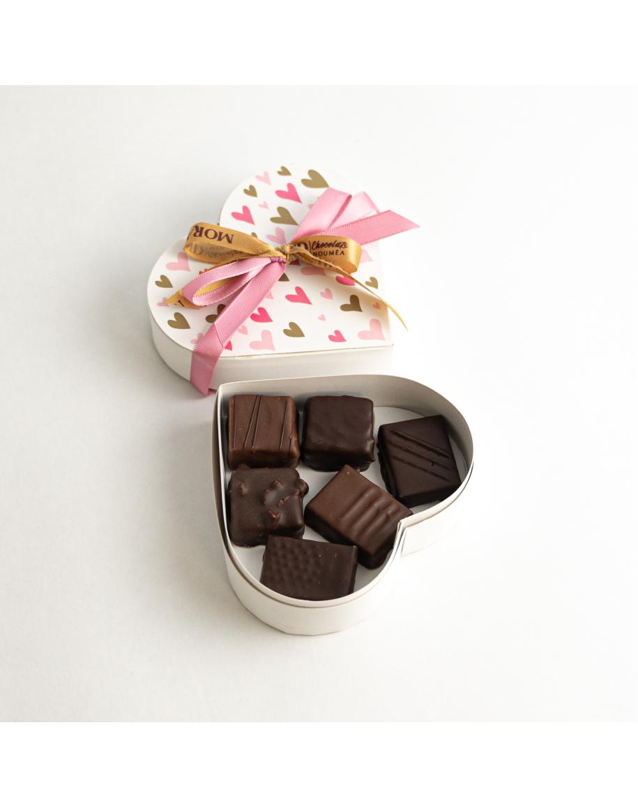 Coeur Rose Et Or Avec Ruban 6 Choco