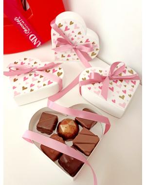 Coeur Rose Et Or Avec Ruban 6 Choco